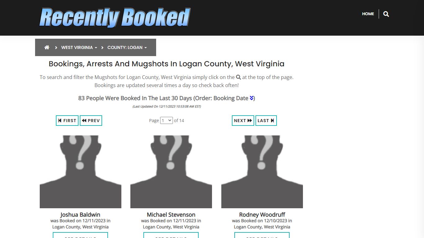 Bookings, Arrests and Mugshots in Logan County, West Virginia
