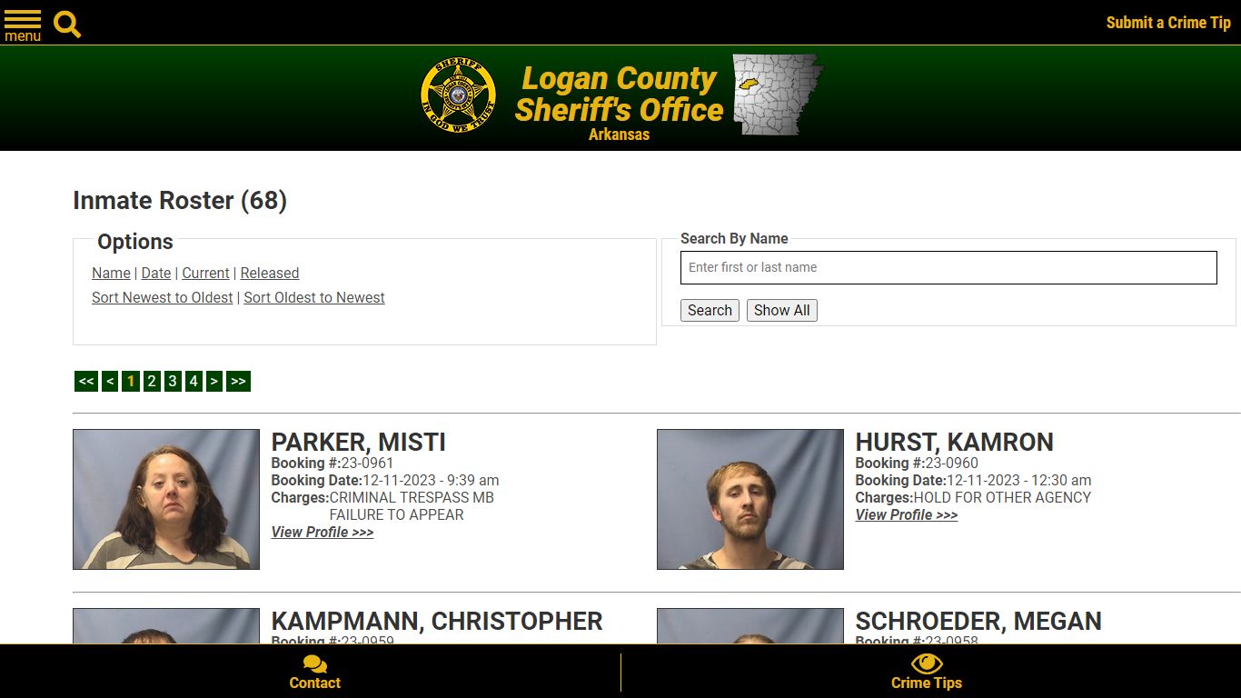 Inmate Roster - Current Inmates Booking Date Descending - Logan County ...